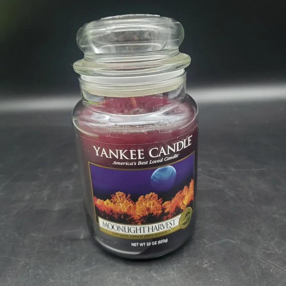 Rare Yankee Candle Moonlight Harvest 22 Oz Large Jar Retired Scent Glass Lid - Picture 1 of 8